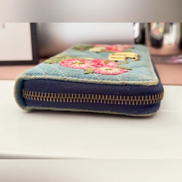 Gucci Marmont Denim Floral Zippy Wallet - Picture 8 of 14